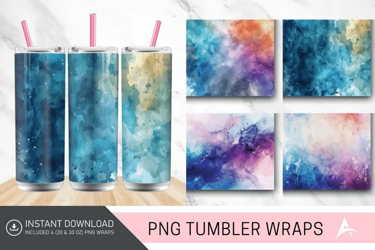 3D Watercolor Background Tumbler wrap