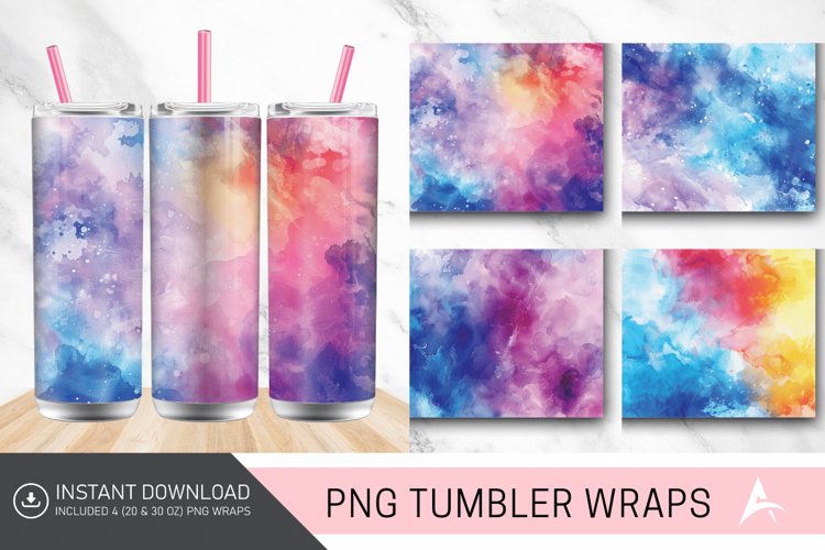 3D Watercolor Background Tumbler wrap