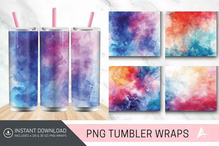 3D Watercolor Background Tumbler wrap