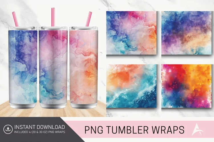 3D Watercolor Background Tumbler wrap