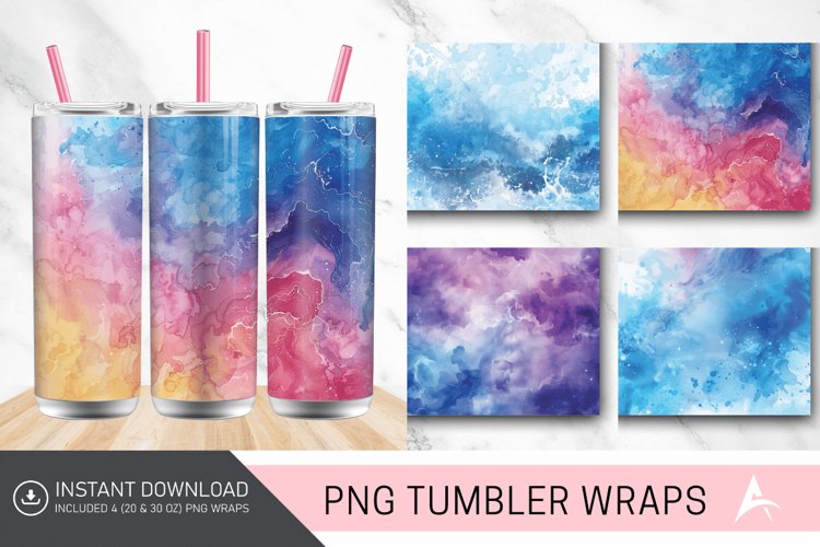 3D Watercolor Background Tumbler wrap example image 1