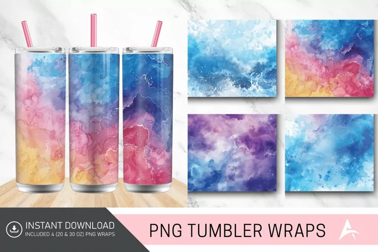3D Watercolor Background Tumbler wrap