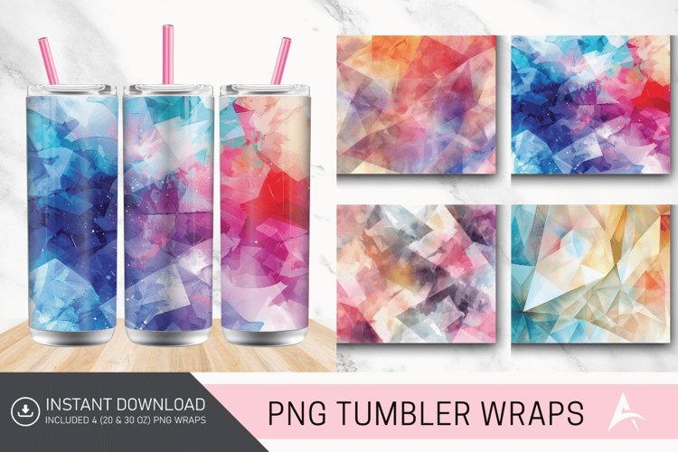 3D Watercolor Geometrical Tumbler wrap
