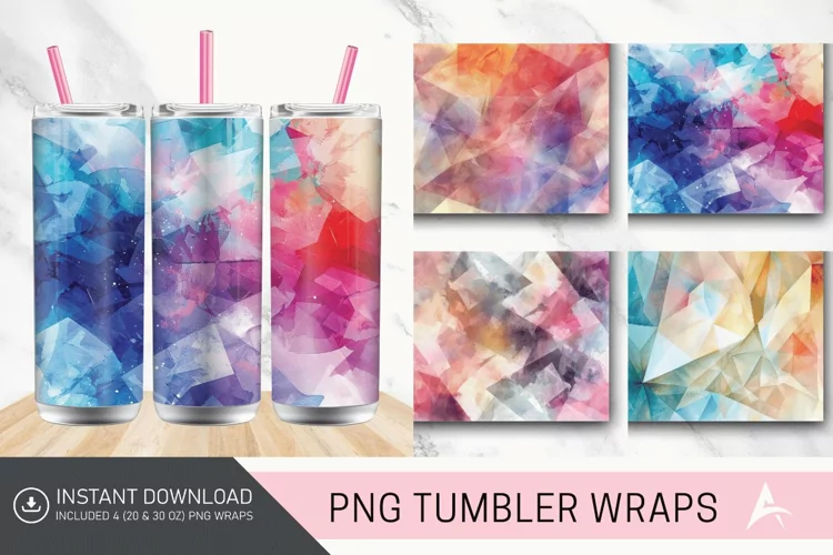3D Watercolor Geometrical Tumbler wrap