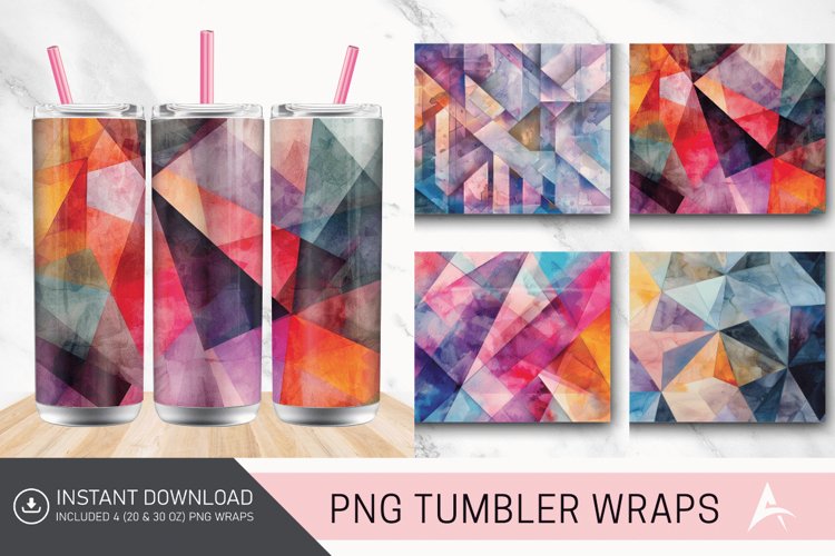 3D Watercolor Geometrical Tumbler wrap