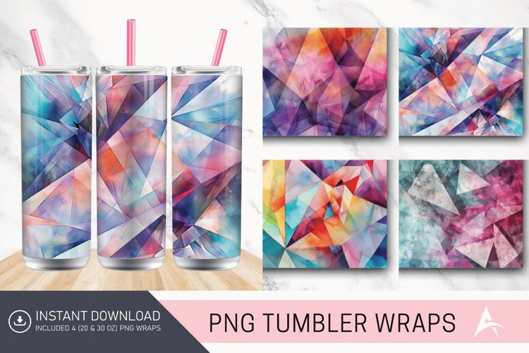 3D Watercolor Geometrical Tumbler wrap