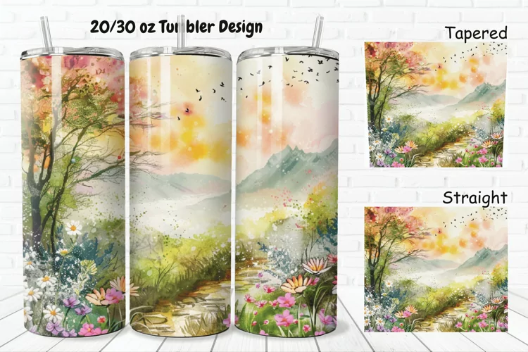 3D Watercolor Scenery 20/30oz Skinny Tumbler