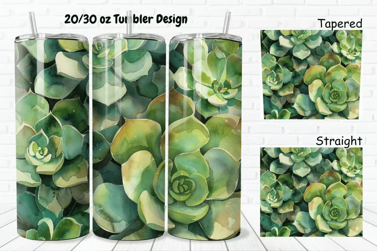 3D Watercolor Succulent Flowers 20/30oz Skinny Tumbler