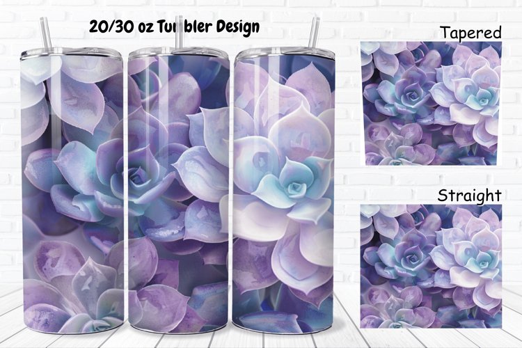 3D Watercolor Succulent Flowers 20/30oz Skinny Tumbler