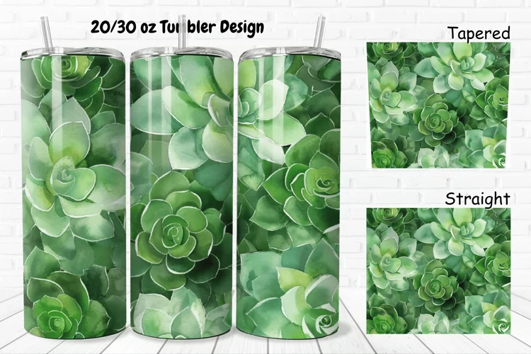 3D Watercolor Succulent Flowers 20/30oz Skinny Tumbler
