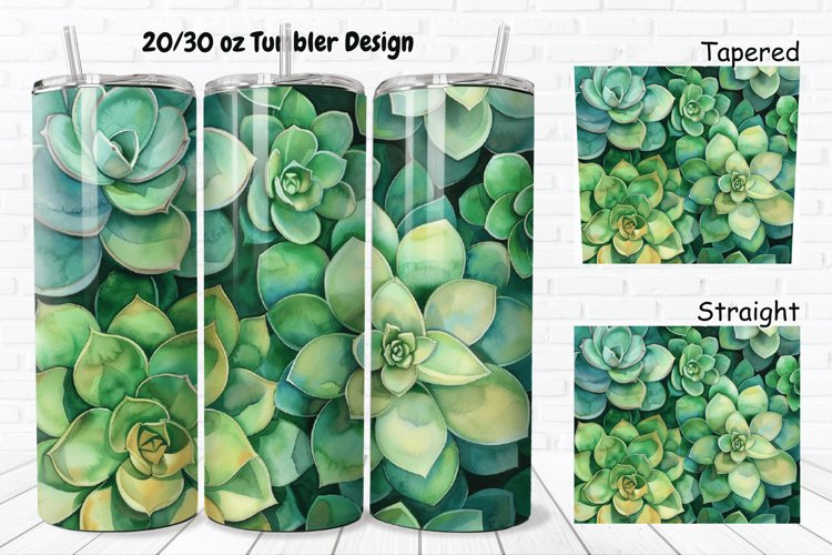 3D Watercolor Succulent Flowers 20/30oz Skinny Tumbler