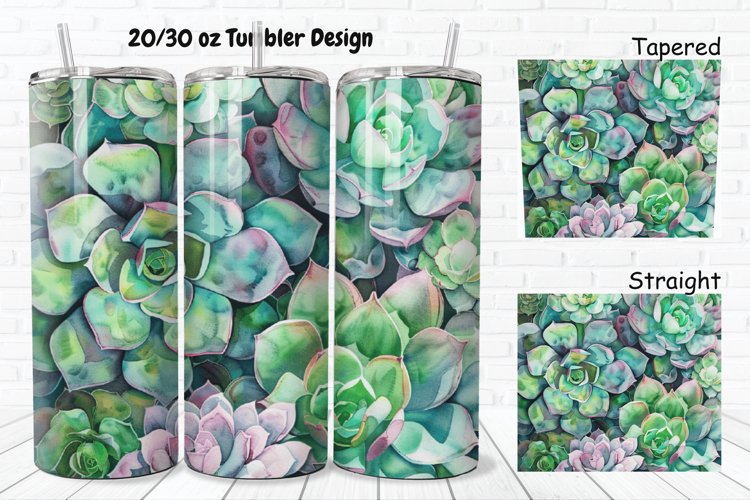 3D Watercolor Succulent Flowers 20/30oz Skinny Tumbler