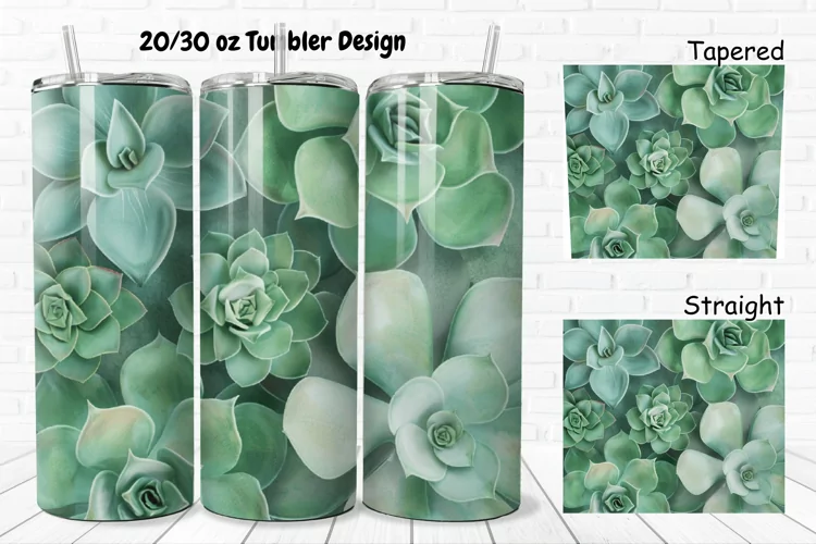 3D Watercolor Succulent Flowers 20/30oz Skinny Tumbler