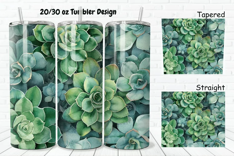 3D Watercolor Succulent Flowers 20/30oz Skinny Tumbler