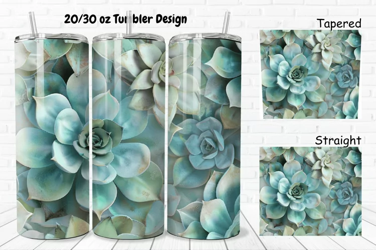 3D Watercolor Succulent Flowers 20/30oz Skinny Tumbler