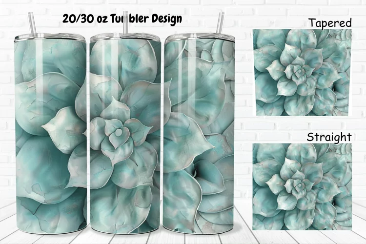 3D Watercolor Succulent Flowers 20/30oz Skinny Tumbler
