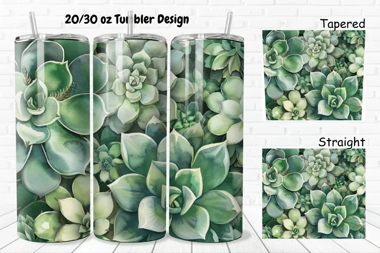 3D Watercolor Succulent Flowers 20/30oz Skinny Tumbler