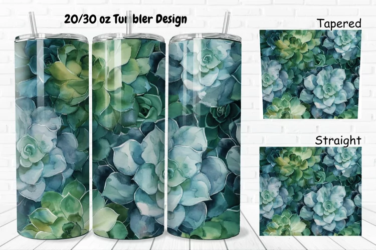 3D Watercolor Succulent Flowers 20/30oz Skinny Tumbler