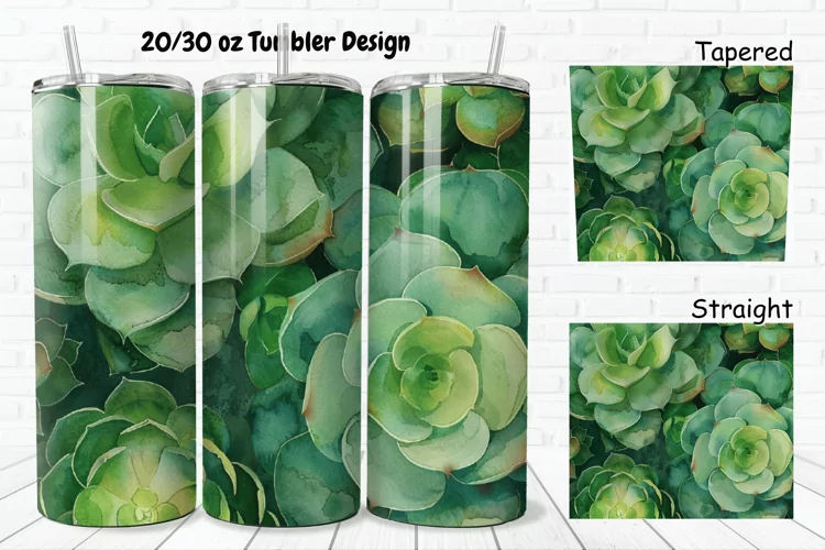 3D Watercolor Succulent Flowers 20/30oz Skinny Tumbler