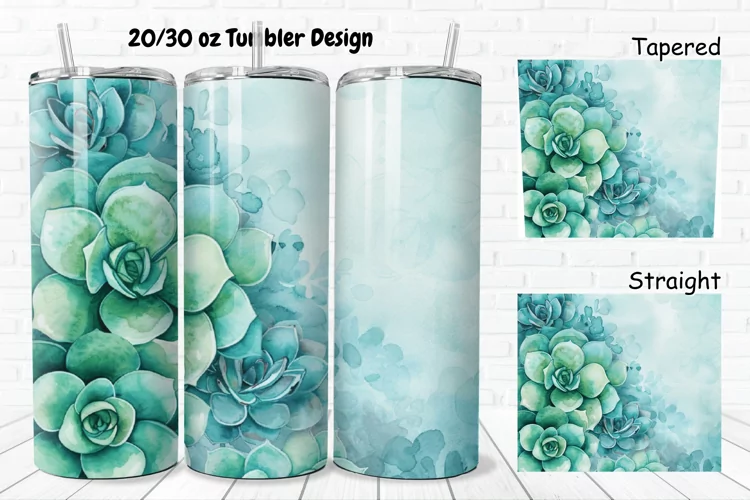 3D Watercolor Succulent Flowers 20/30oz Skinny Tumbler