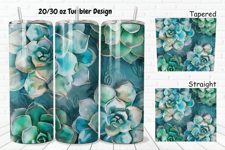 3D Watercolor Succulent Flowers 20/30oz Skinny Tumbler