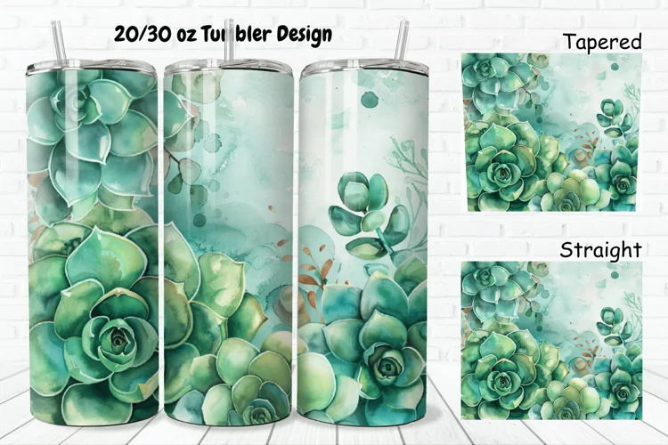 3D Watercolor Succulent Flowers 20/30oz Skinny Tumbler