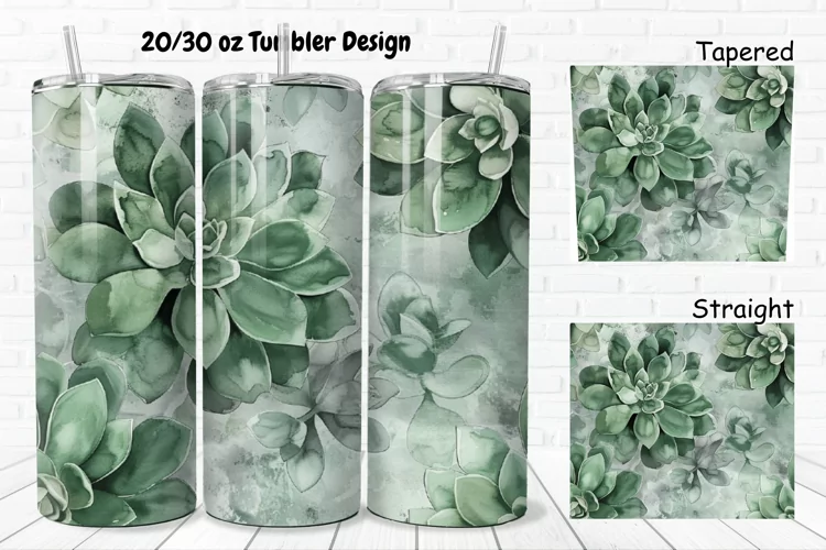 3D Watercolor Succulent Flowers 20/30oz Skinny Tumbler