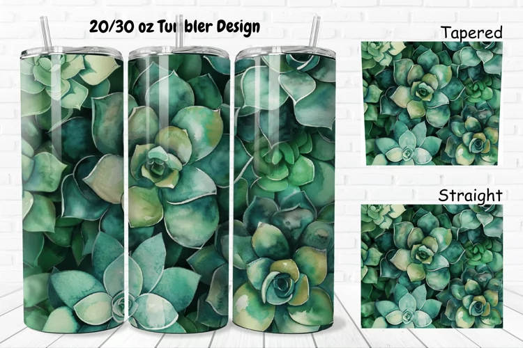 3D Watercolor Succulent Flowers 20/30oz Skinny Tumbler