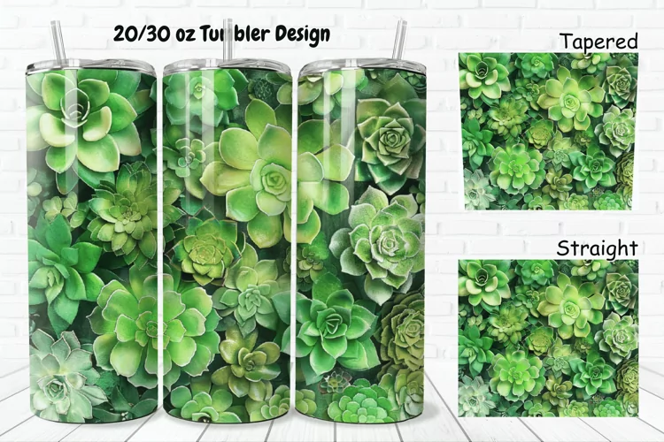 3D Watercolor Succulent Flowers 20/30oz Skinny Tumbler