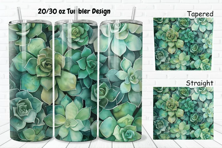 3D Watercolor Succulent Flowers 20/30oz Skinny Tumbler