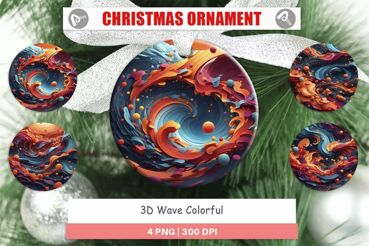 Christmas Ornaments 3D Wave Colorful