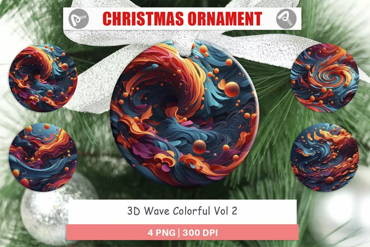 Christmas Ornaments 3D Wave Colorful