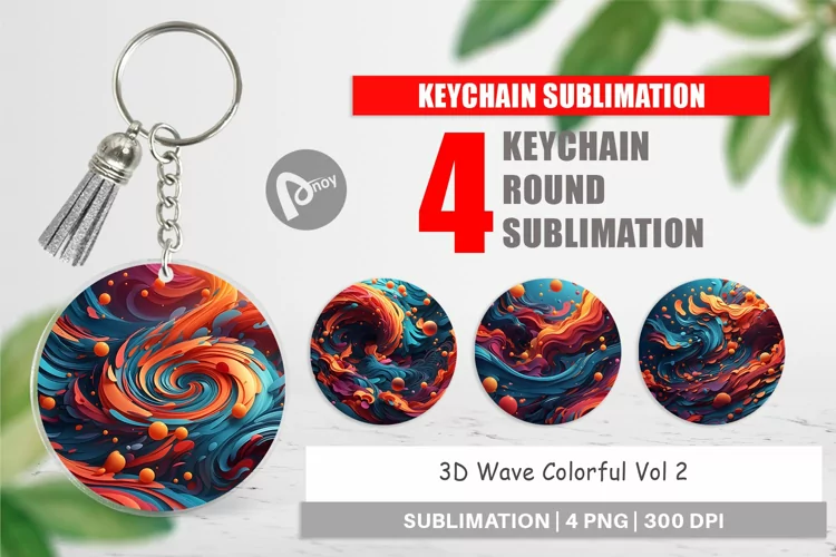 Keychain 3D Wave Colorful