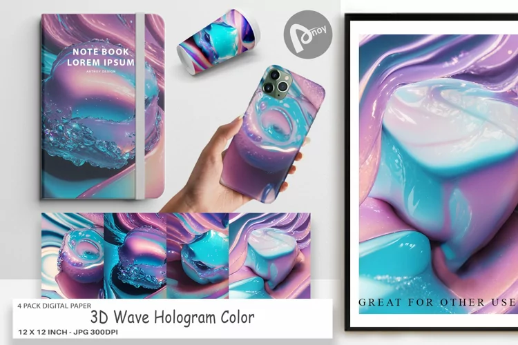 Digital Paper 3D Wave Hologram Color