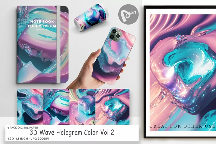 Digital Paper 3D Wave Hologram Color