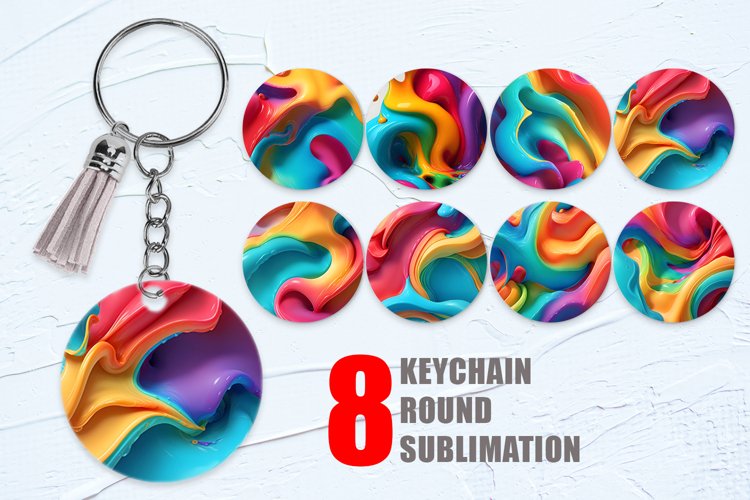 3D Wave Liquid Keychain | Keyring example image 1