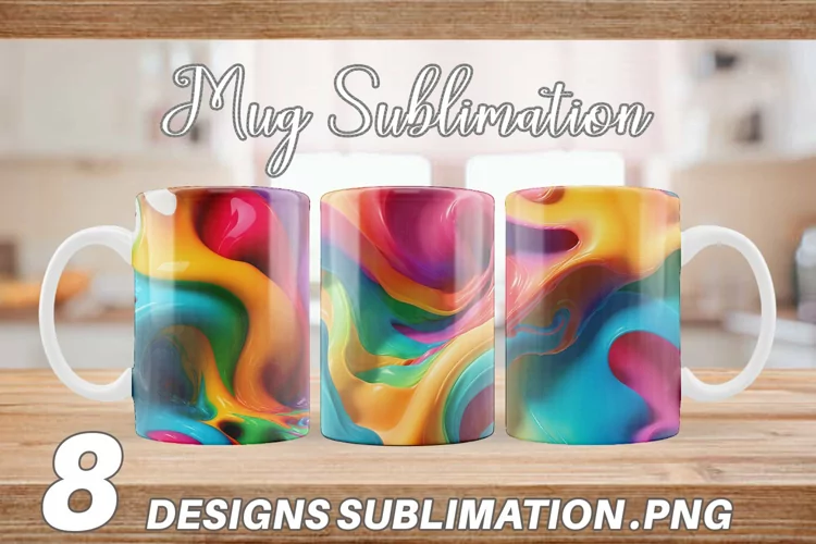 3D Wave Liquid Mug sublimation design
