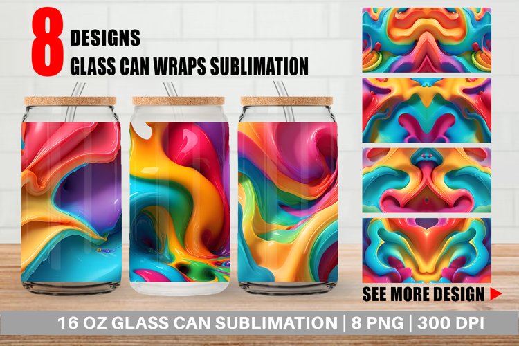 Glass Can Wraps 3D Wave Liquid