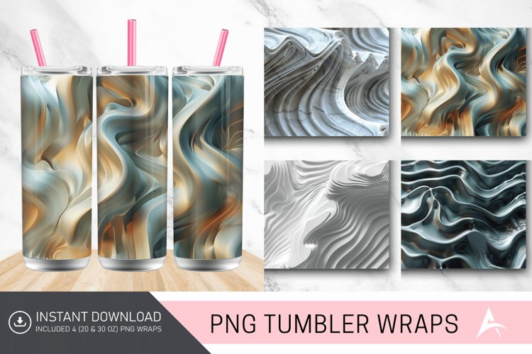 3D Wavy Abstract Tumbler wrap example image 1