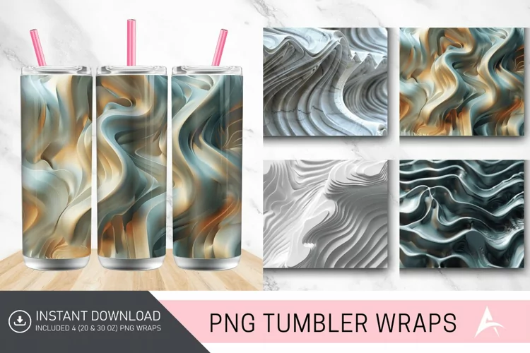 3D Wavy Abstract Tumbler wrap