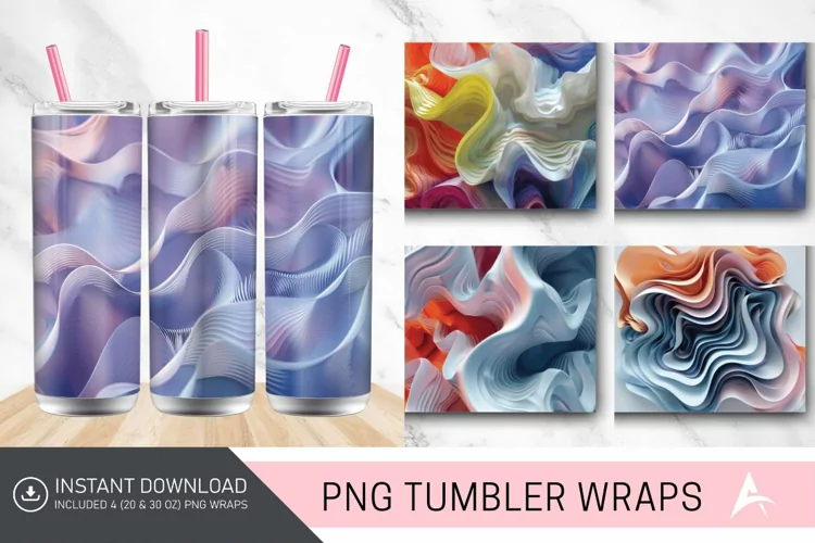 3D Wavy Abstract Tumbler wrap