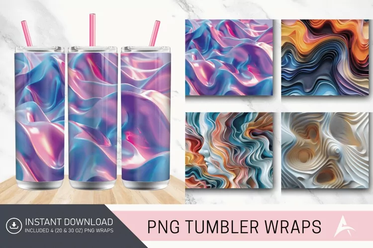 3D Wavy Abstract Tumbler wrap