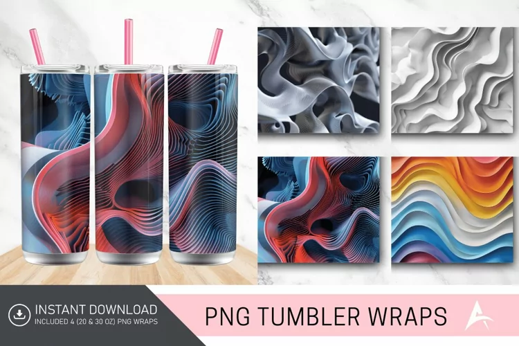 3D Wavy Abstract Tumbler wrap