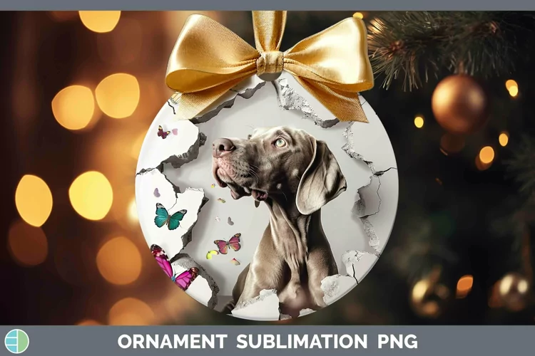 3D Weimaraner Ornament | Sublimation Bauble Designs