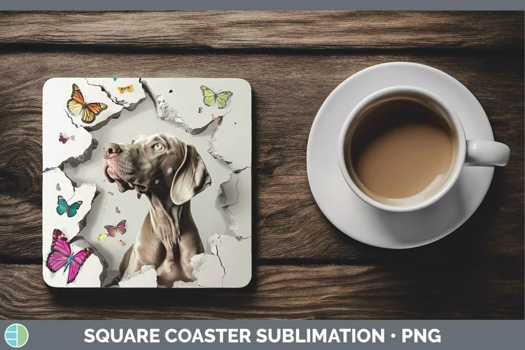 3D Weimaraner Square Coaster | Sublimation Coaster Designs