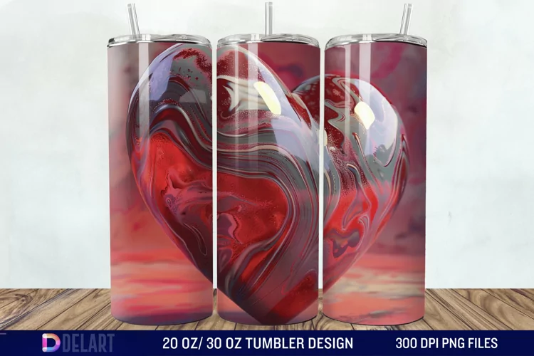 3D Western Heart Tumbler Wrap