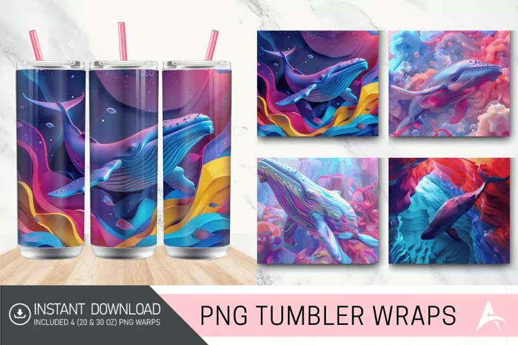 3D Whale Color Odyssey Tumbler wrap