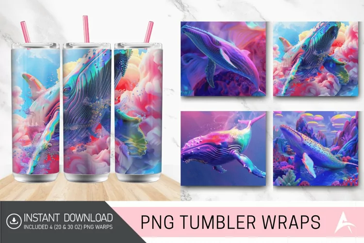 3D Whale Color Odyssey Tumbler wrap
