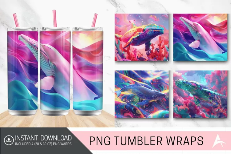 3D Whale Color Odyssey Tumbler wrap
