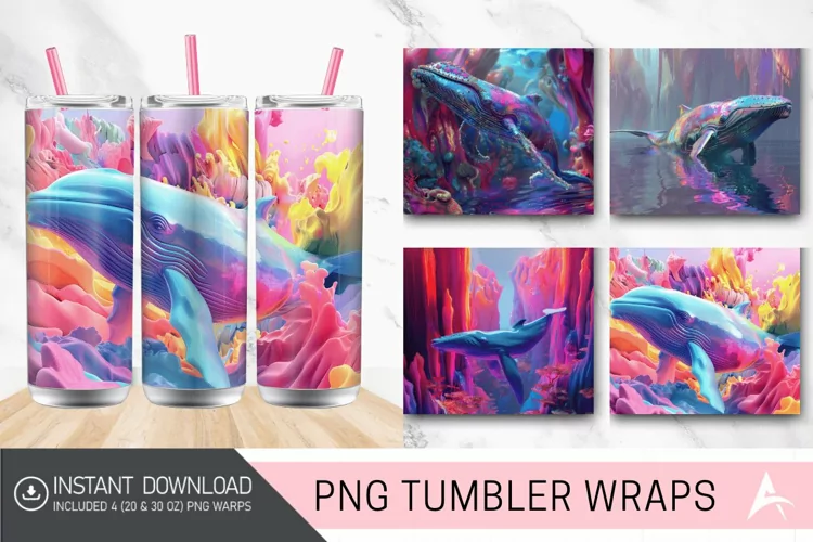 3D Whale Color Odyssey Tumbler wrap